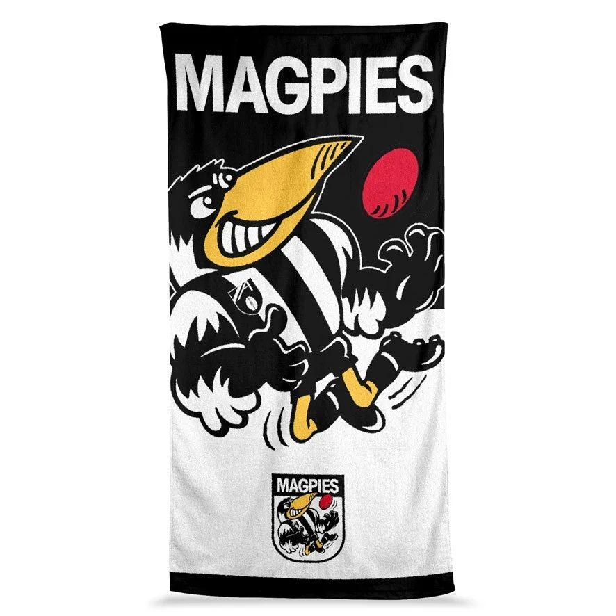AFL  Jumbo Beach Towel - Collingwood Magpies - Team Mascot - 90cmx170cm - Image 2