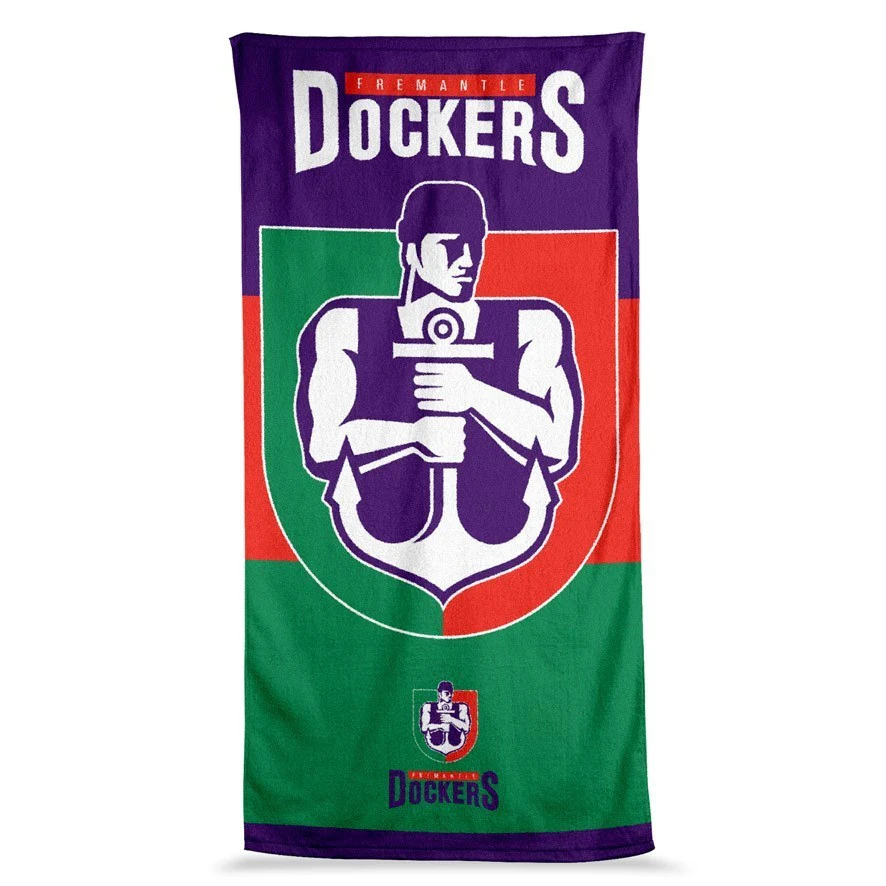 AFL  Jumbo Beach Towel - Fremantle Dockers - Team Mascot - 90cmx170cm