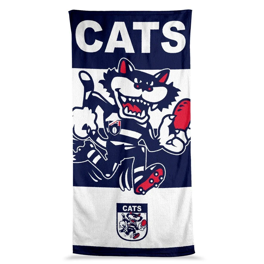 AFL  Jumbo Beach Towel - Geelong Cats - Team Mascot - 90cmx170cm