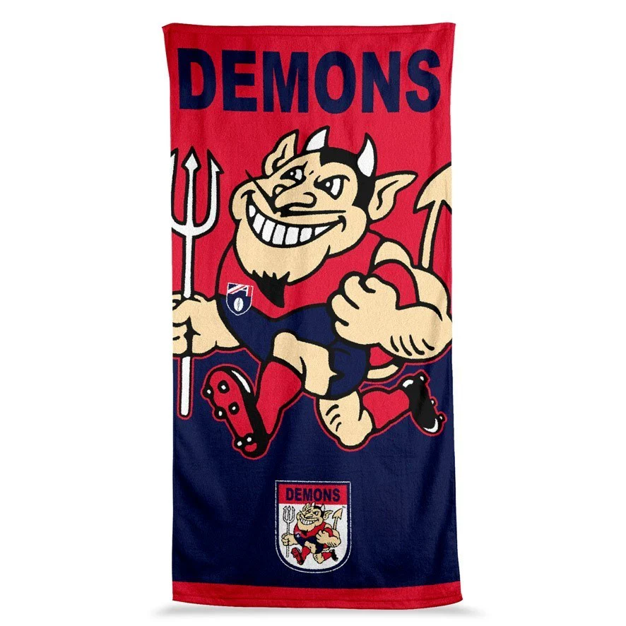 AFL  Jumbo Beach Towel - Melbourne Demons - Team Mascot - 90cmx170cm - Image 2