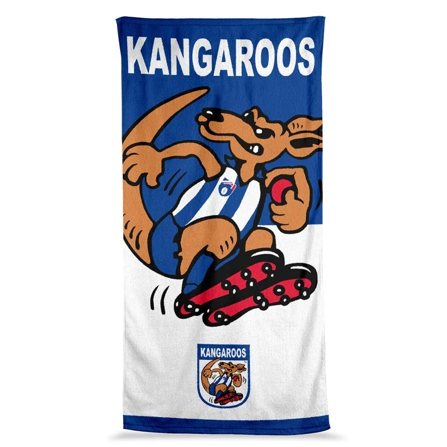 AFL  Jumbo Beach Towel - North Melbourne Kangaroos - Team Mascot - 90cmx170cm