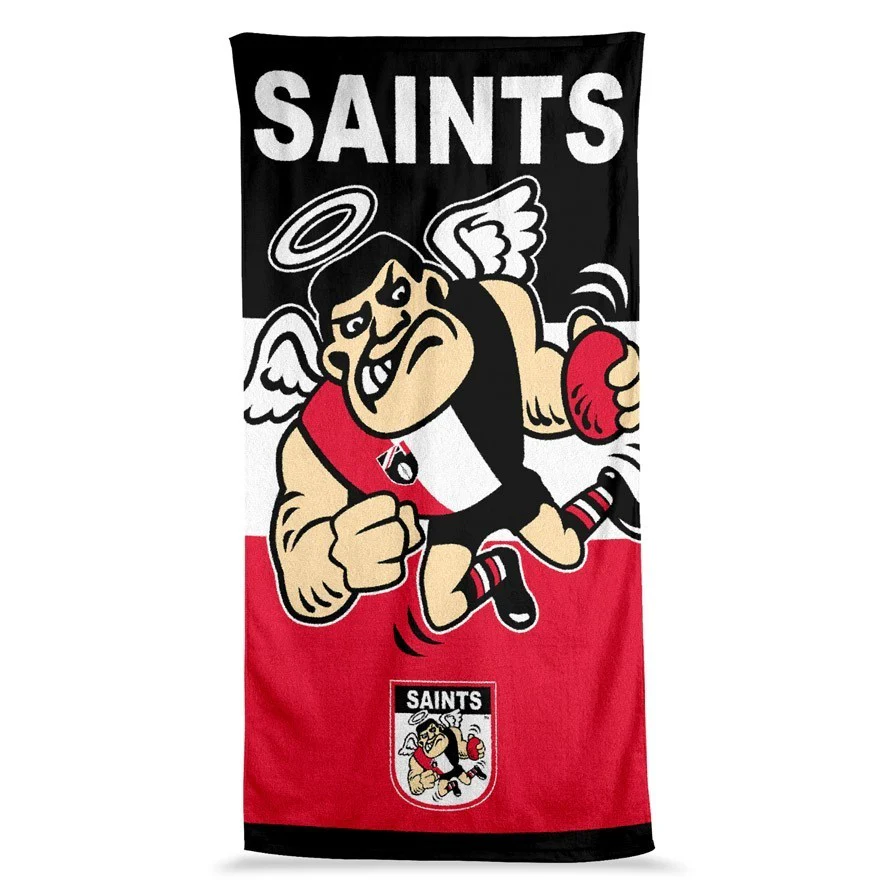 AFL  Jumbo Beach Towel - St Kilda Saints - Team Mascot - 90cmx170cm - Image 2