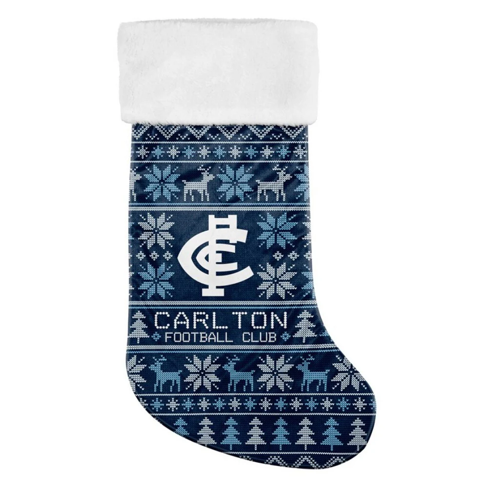 AFL Jumbo Christmas Stocking  Carlton Blues  Sweater Print  XMAS
