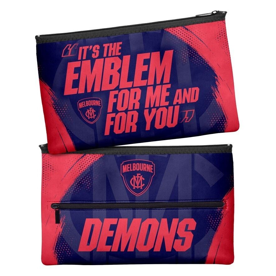 AFL Large Pencil Case - Melbourne Demons - Neoprene - 33cm x 21cm - Image 2