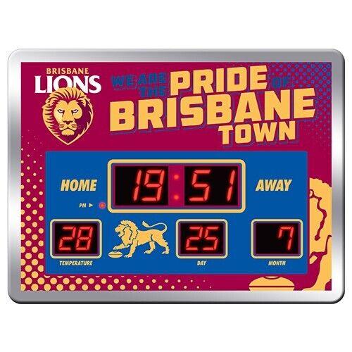 AFL LED Scoreboard Clock - Brisbane Lions - 45x33cm - Time Temp Date - Image 2
