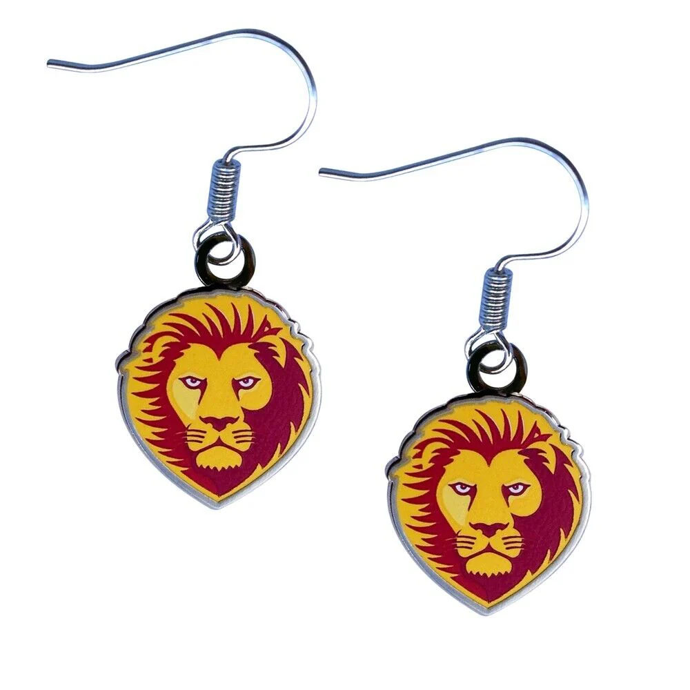 AFL Logo Metal Earrings - Brisbane Lions - Surgical Steel - Drop Earrings - Image 2