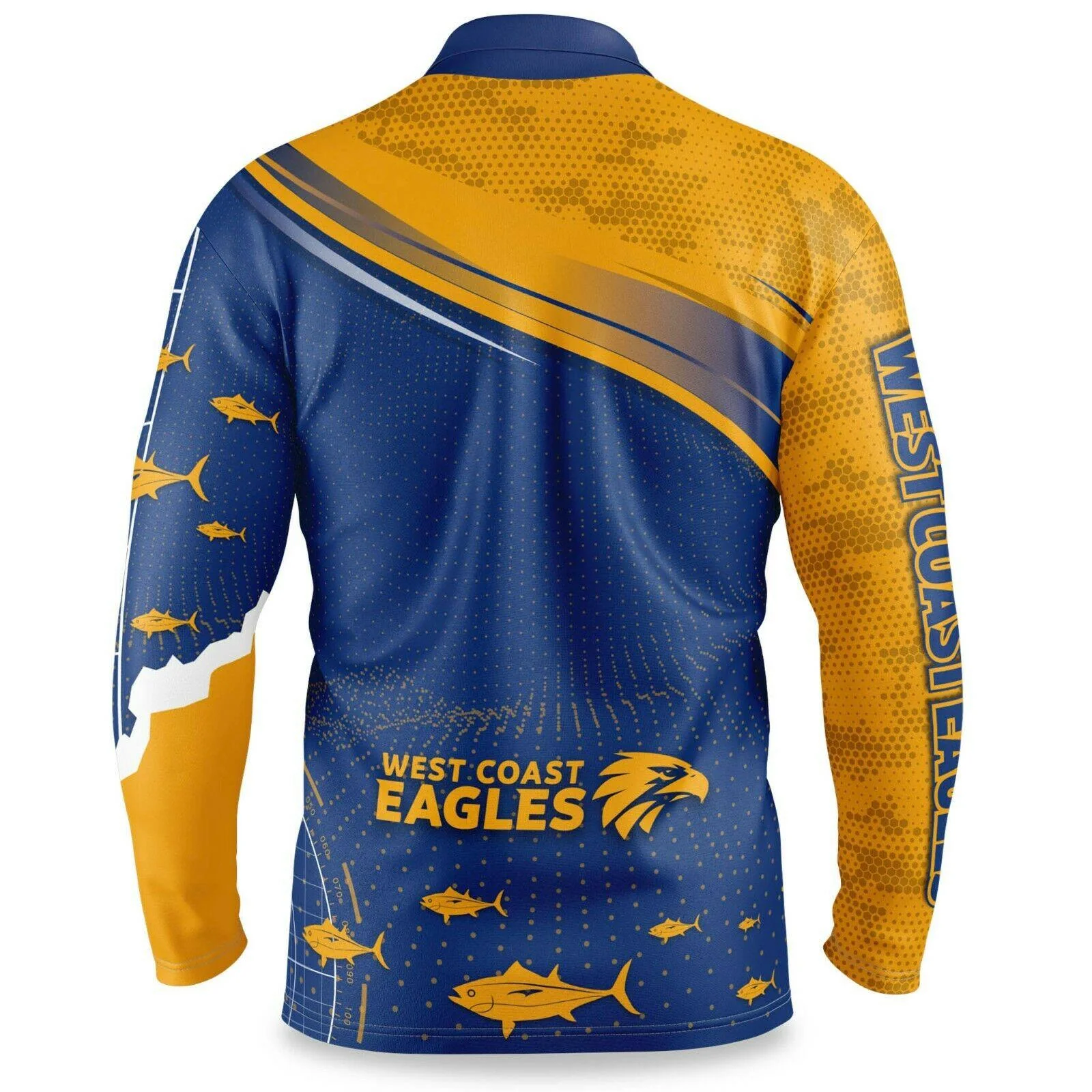 AFL Long Sleeve Fishfinder Fishing Polo Tee Shirt - West Coast Eagles - Adult - Image 2