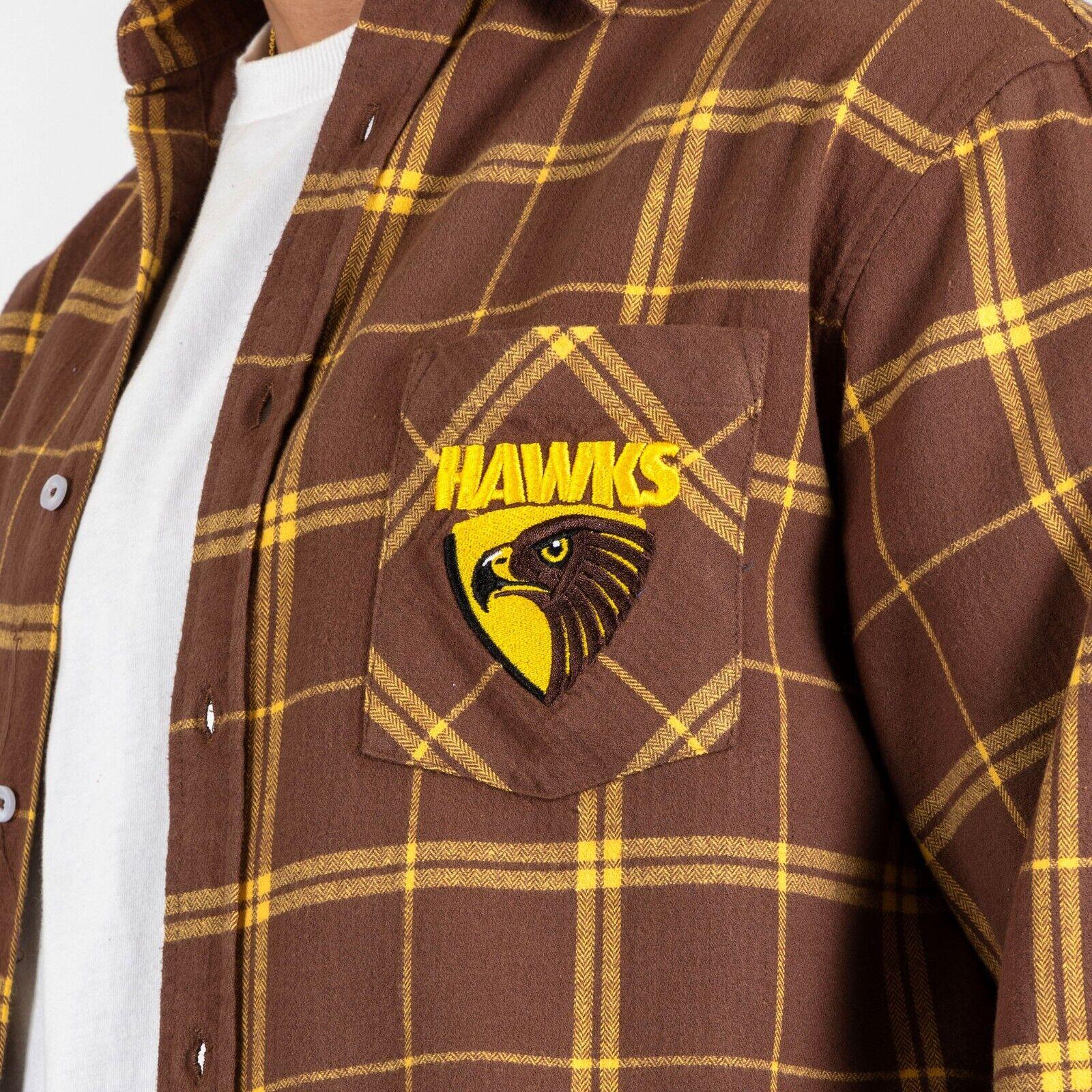AFL 'Mustang' Flannel Polo - Hawthorn Hawks - Flanno Shirt - Flannelette - Image 3