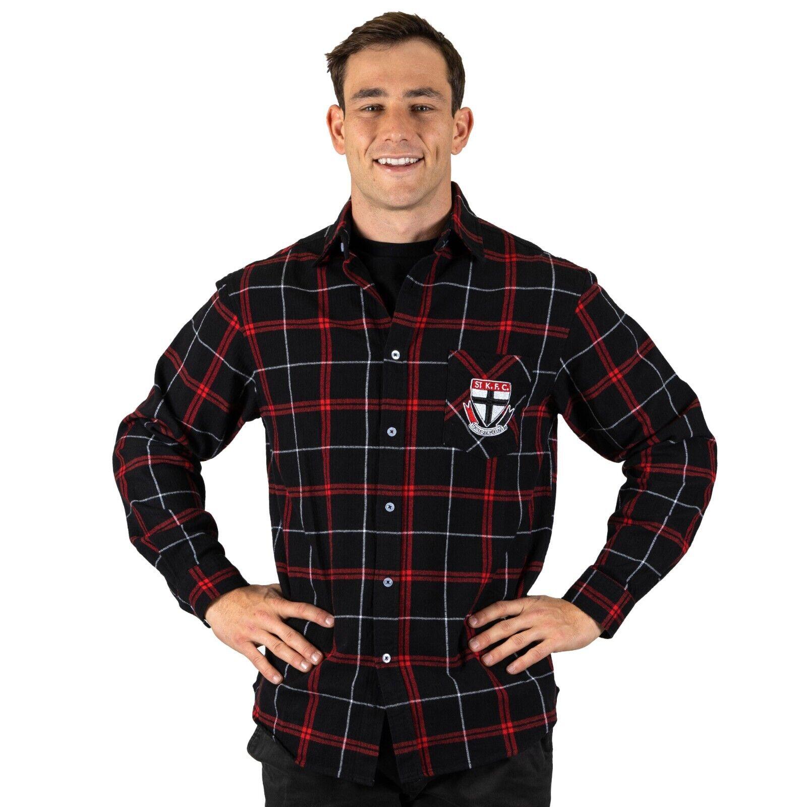 AFL 'Mustang' Flannel Polo - St Kilda Saints - Flanno Shirt - Flannelette