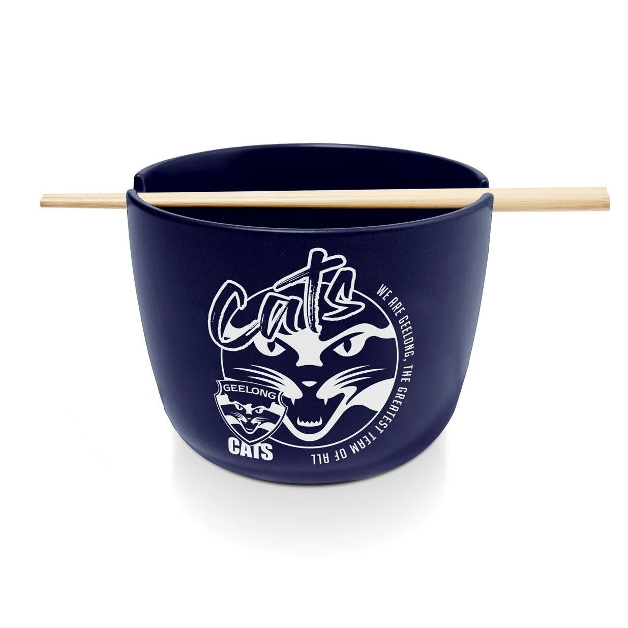 AFL Noodle Bowl with Chopsticks - Geelong Cats - Ceramic - 490ml Capacity - Image 2