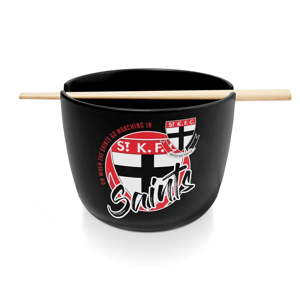 AFL Noodle Bowl with Chopsticks - St Kilda Saints - Ceramic - 490ml Capacity - Image 2