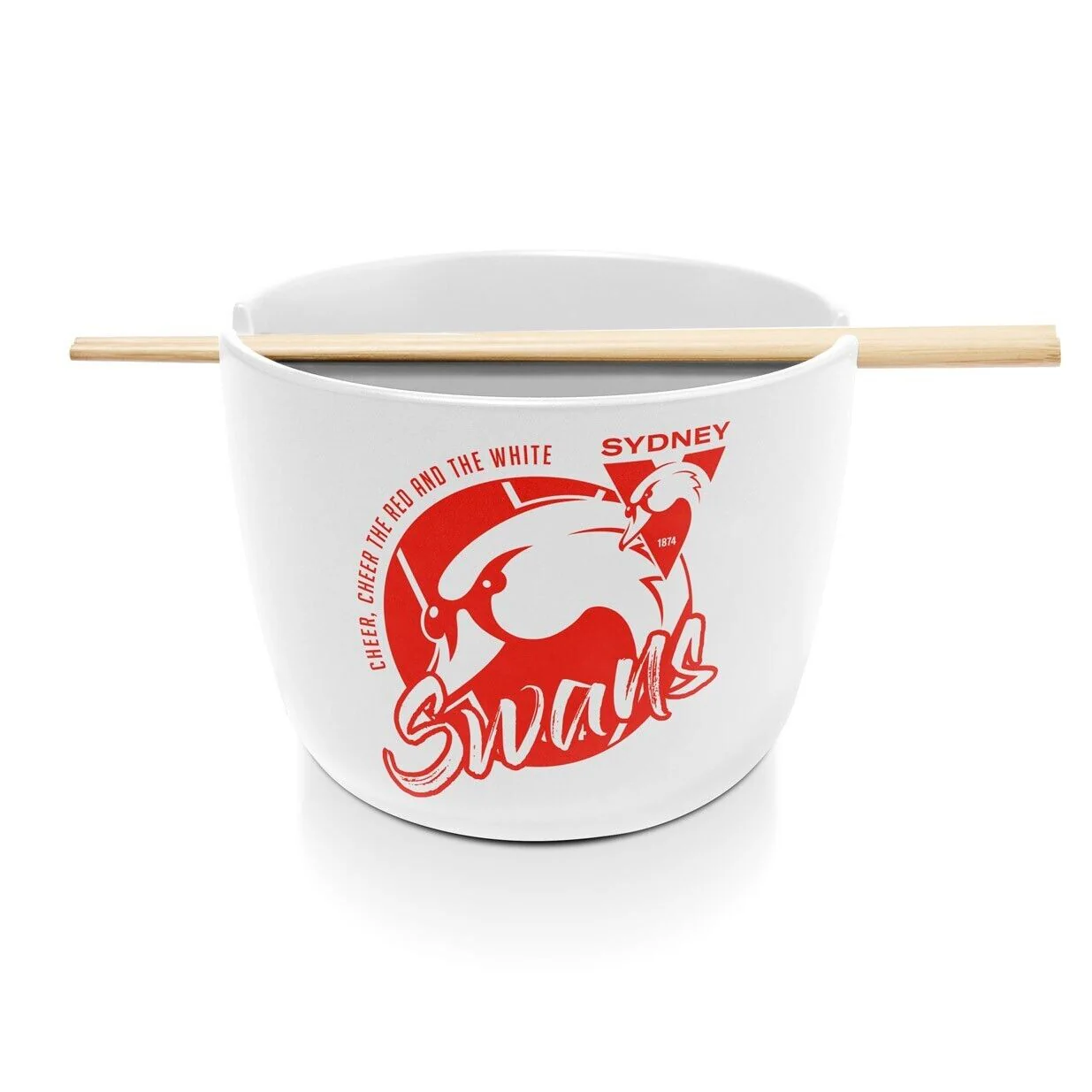AFL Noodle Bowl with Chopsticks - Sydney Swans - Ceramic - 490ml Capacity