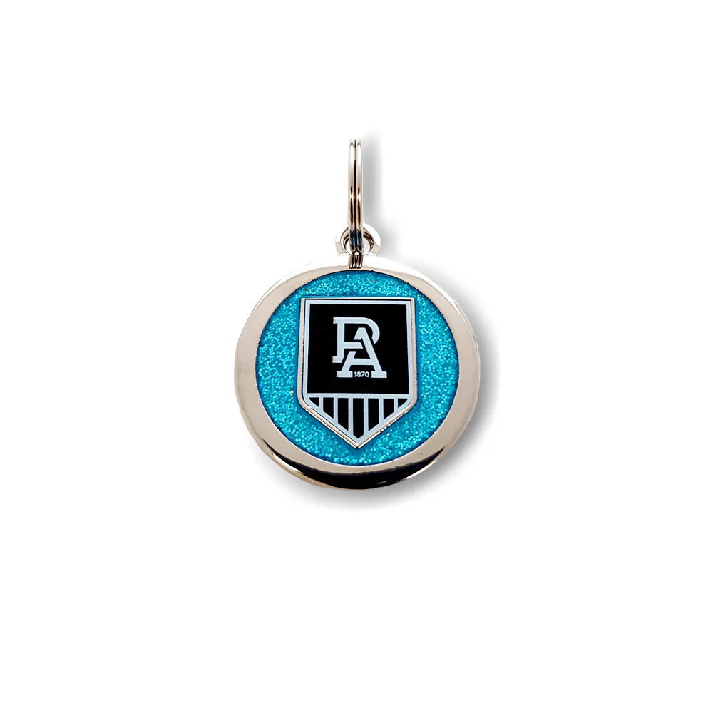 AFL Pet ID Tag - Port Adelaide Power - Engravable - 25mm diameter