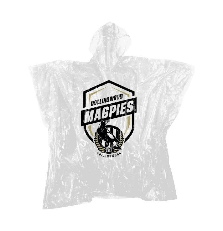 AFL Poncho - Collingwood Magpies - Plastic Rain Coat - OSFM - Image 2