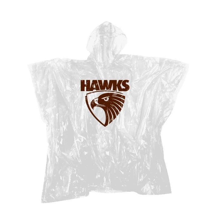 AFL Poncho - Hawthorn Hawks - Plastic Rain Coat - OSFM
