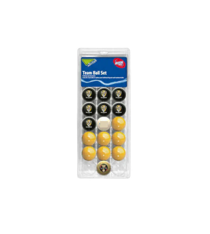 AFL Pool Snooker Billiard 16 Ball Full Set - Team V Colour - Richmond Tigers