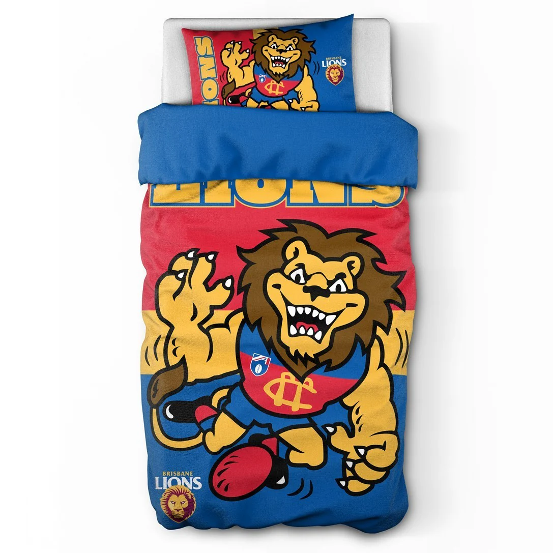 AFL Quilt Cover Set - Brisbane Lions - Doona Cover - Pillowcases - Image 3