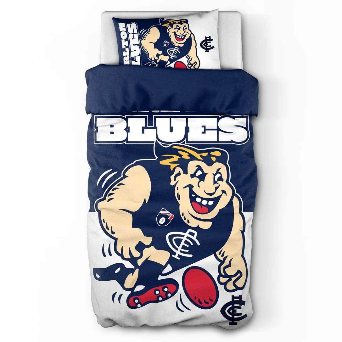 AFL Quilt Cover Set - Carlton Blues - Doona Cover - Pillowcases - Image 3
