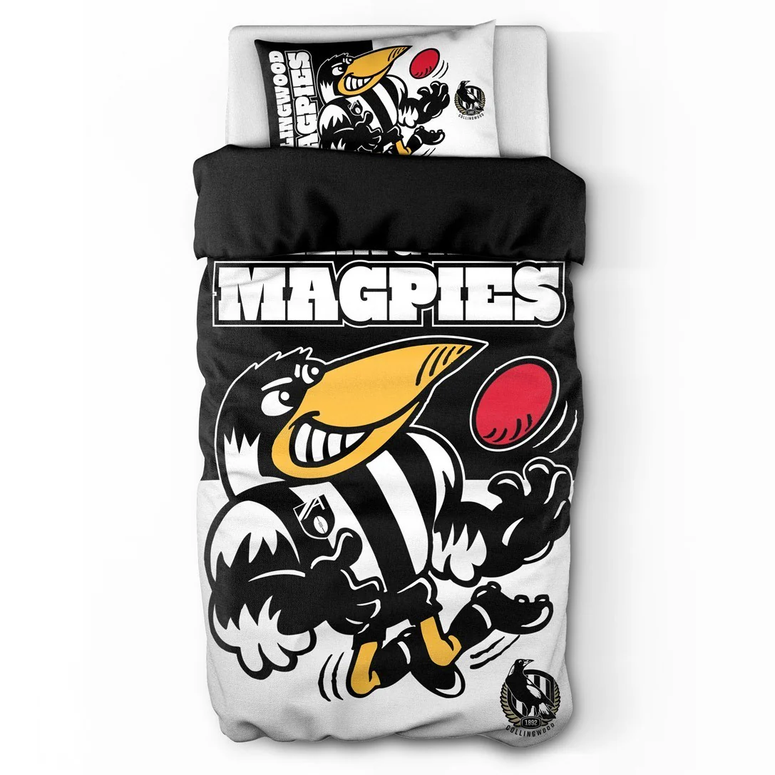 AFL Quilt Cover Set - Collingwood Magpies - Doona Cover - Pillowcases