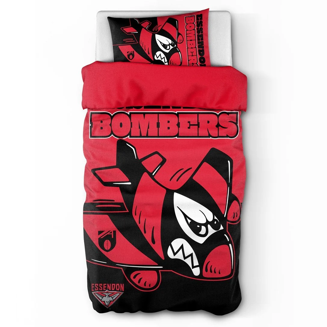 AFL Quilt Cover Set - Essendon Bombers - Doona Cover - Pillowcases