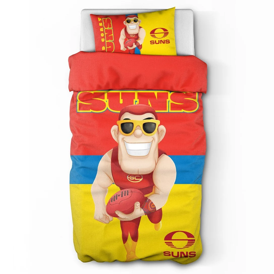 AFL Quilt Cover Set - Gold Coast Suns - Doona Cover - Pillowcases