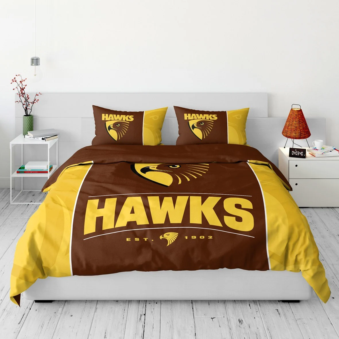 AFL Quilt Cover Set - Hawthorn Hawks - Doona Cover - Pillowcases - Image 4