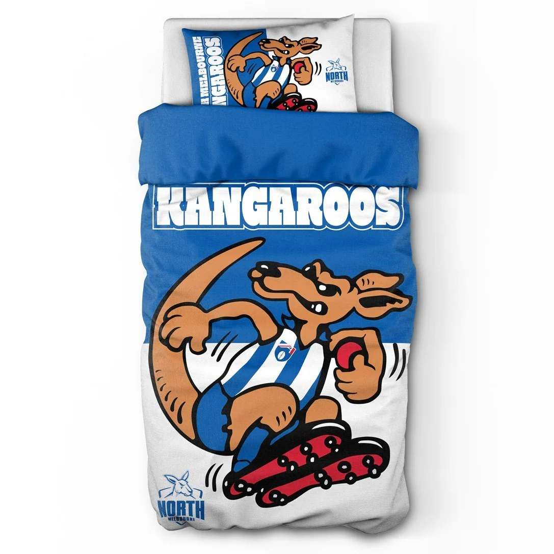 AFL Quilt Cover Set - North Melbourne Kangaroos - Doona Cover - Pillowcases