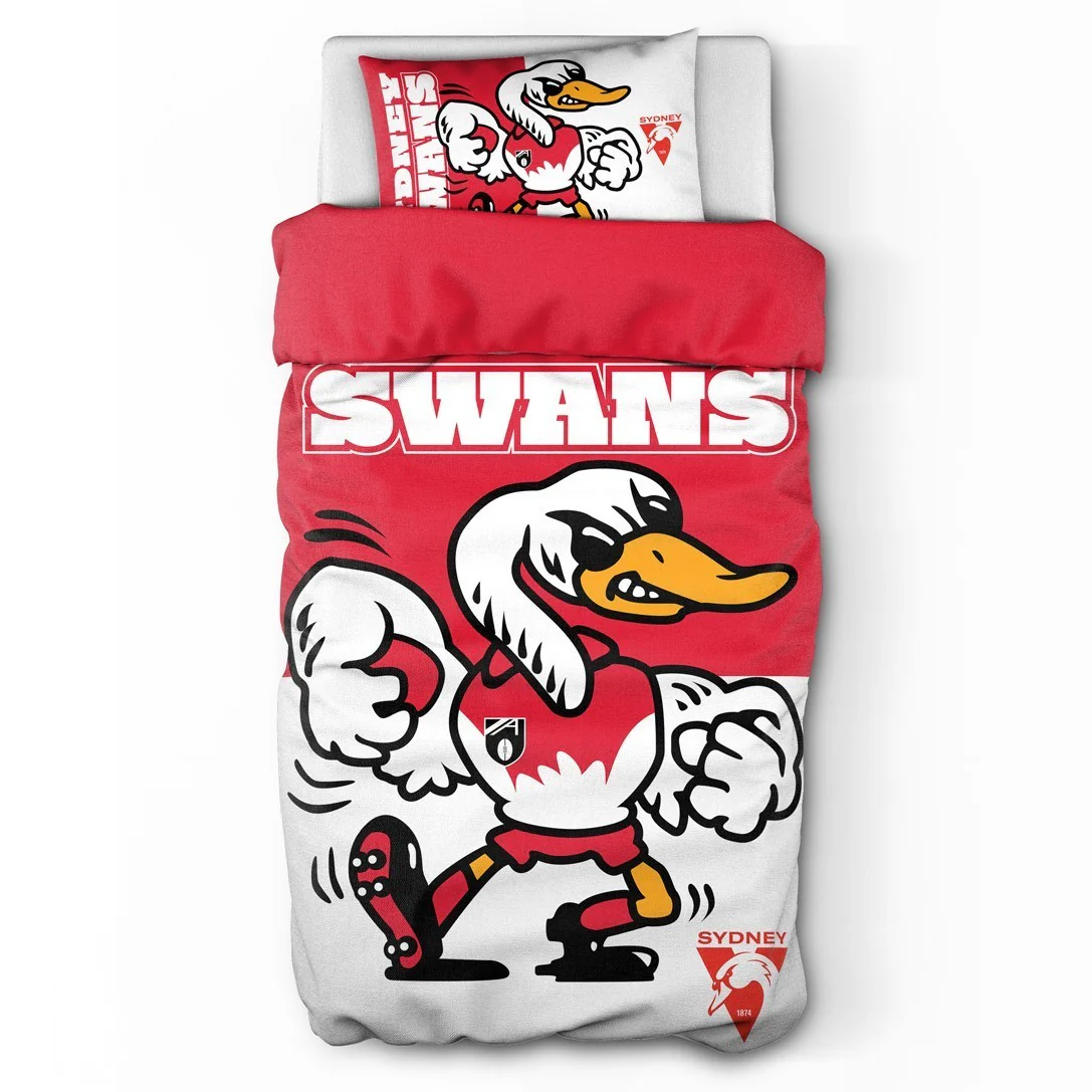 AFL Quilt Cover Set - Sydney Swans - Doona Cover - Pillowcases