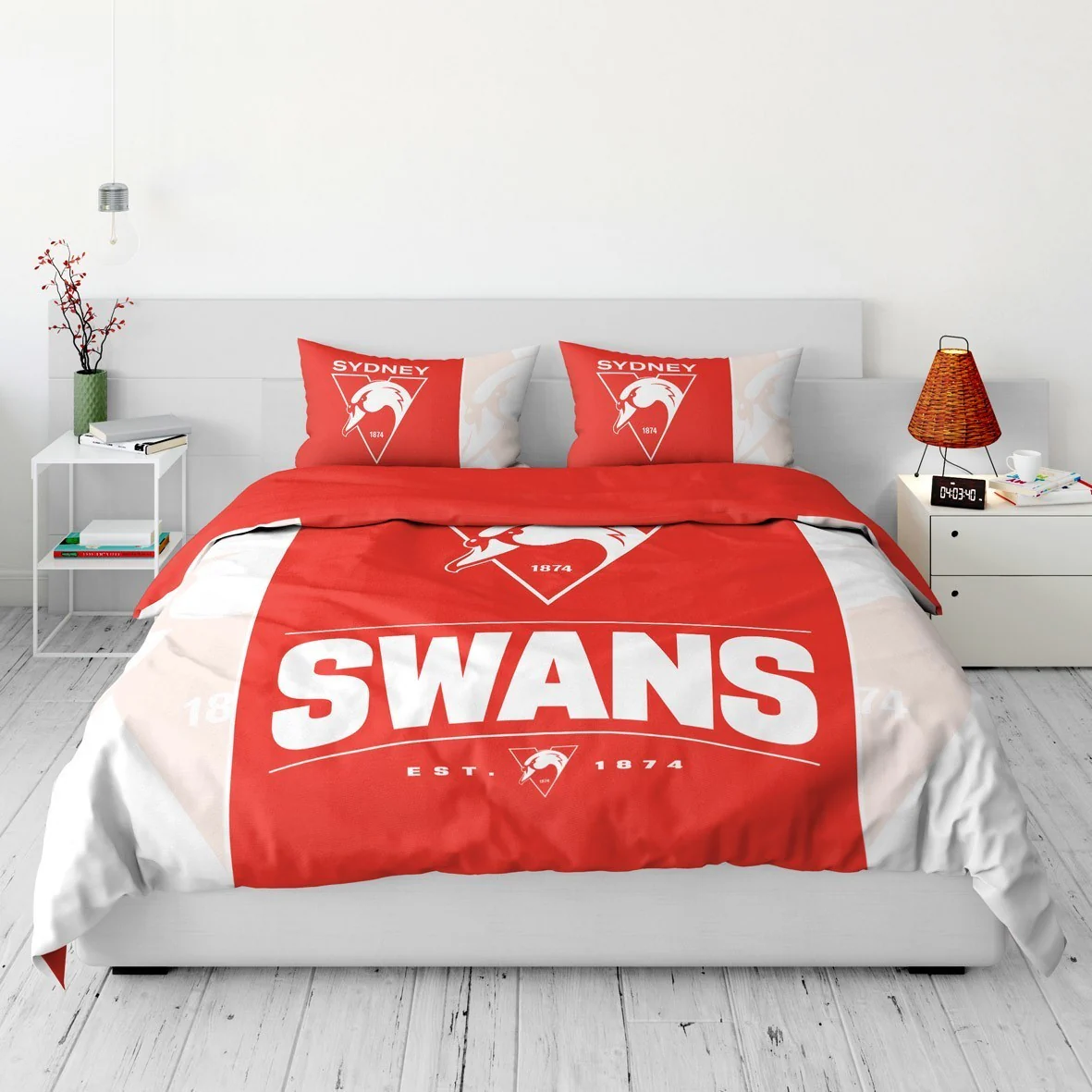 AFL Quilt Cover Set - Sydney Swans - Doona Cover - Pillowcases - Image 4