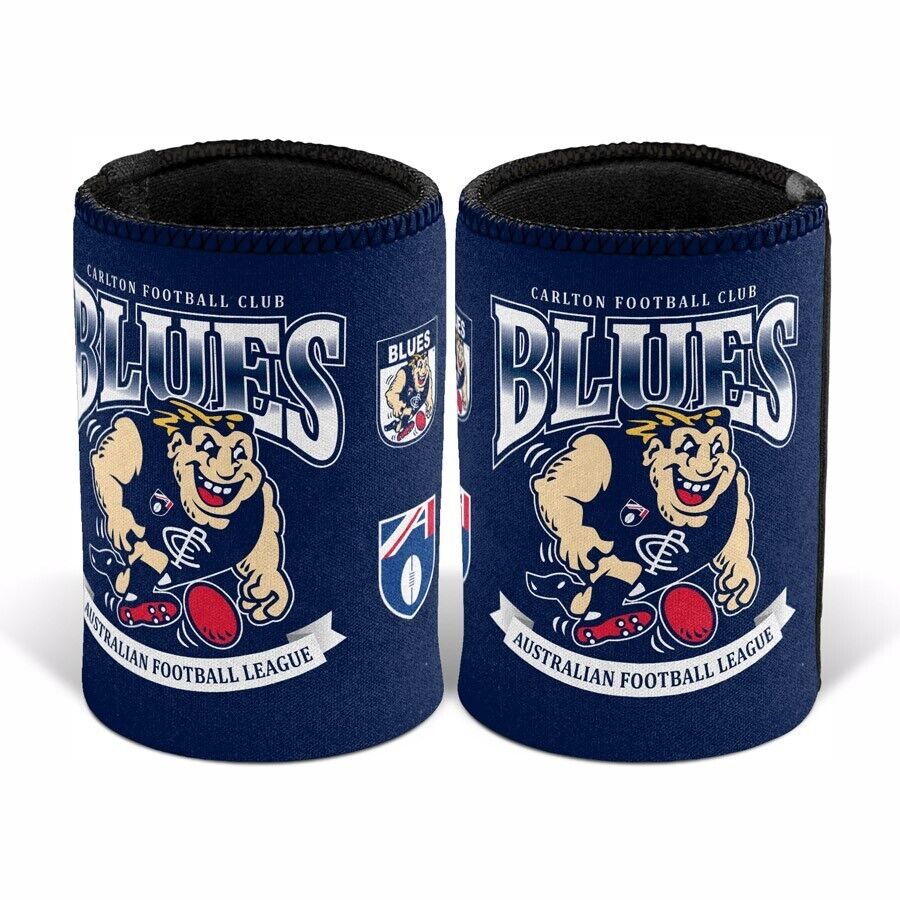 AFL Retro Stubby Can Cooler - Carlton Blues - Drink - Rubber Base - Image 2