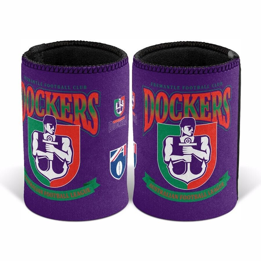 AFL Retro Stubby Can Cooler - Fremantle Dockers - Drink - Rubber Base
