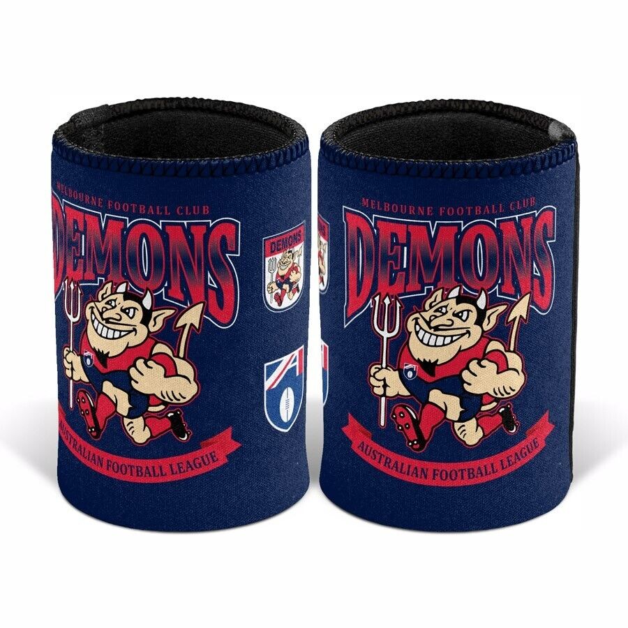 AFL Retro Stubby Can Cooler - Melbourne Demons - Drink - Rubber Base - Image 2