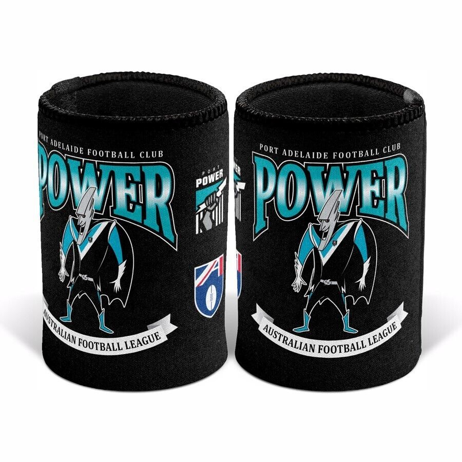 AFL Retro Stubby Can Cooler - Port Adelaide Power - Drink - Rubber Base