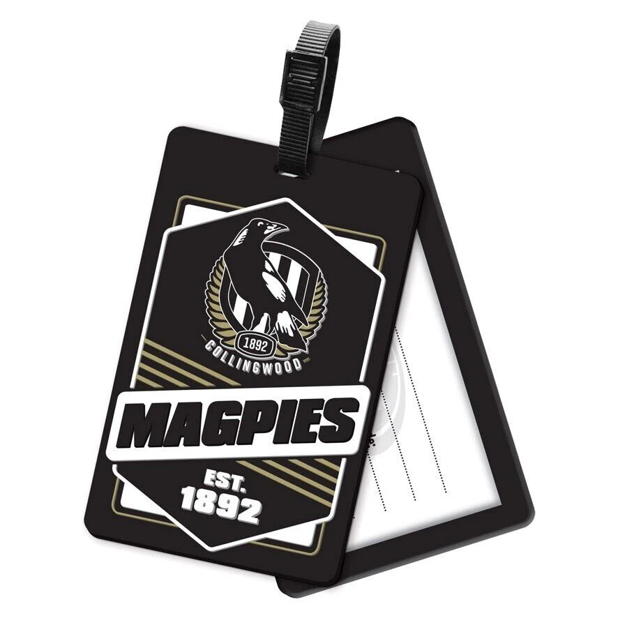 AFL Rubber Bag Tag - Collingwood Magpies - School Travel Work