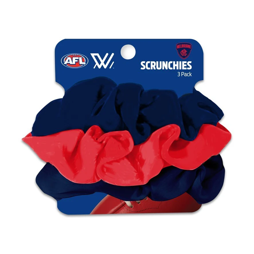 AFL Scrunchies 3 Pack - Melbourne Demons - Team Colours - Hair Ties