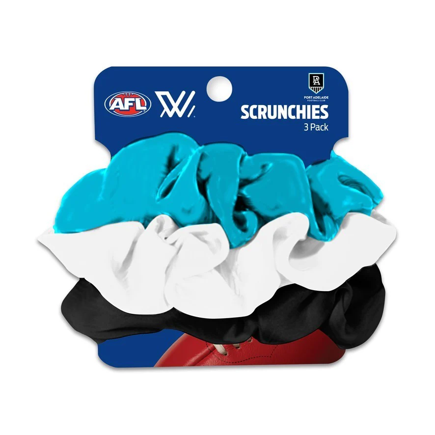 AFL Scrunchies 3 Pack - Port Adelaide Power - Team Colours - Hair Ties - Image 2