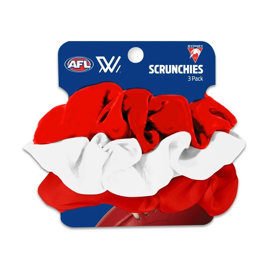 AFL Scrunchies 3 Pack - Sydney Swans - Team Colours - Hair Ties - Image 2