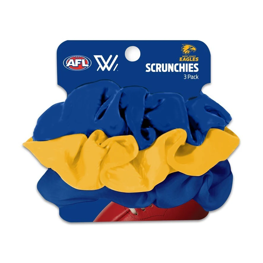 AFL Scrunchies 3 Pack - West Coast Eagles - Team Colours - Hair Ties