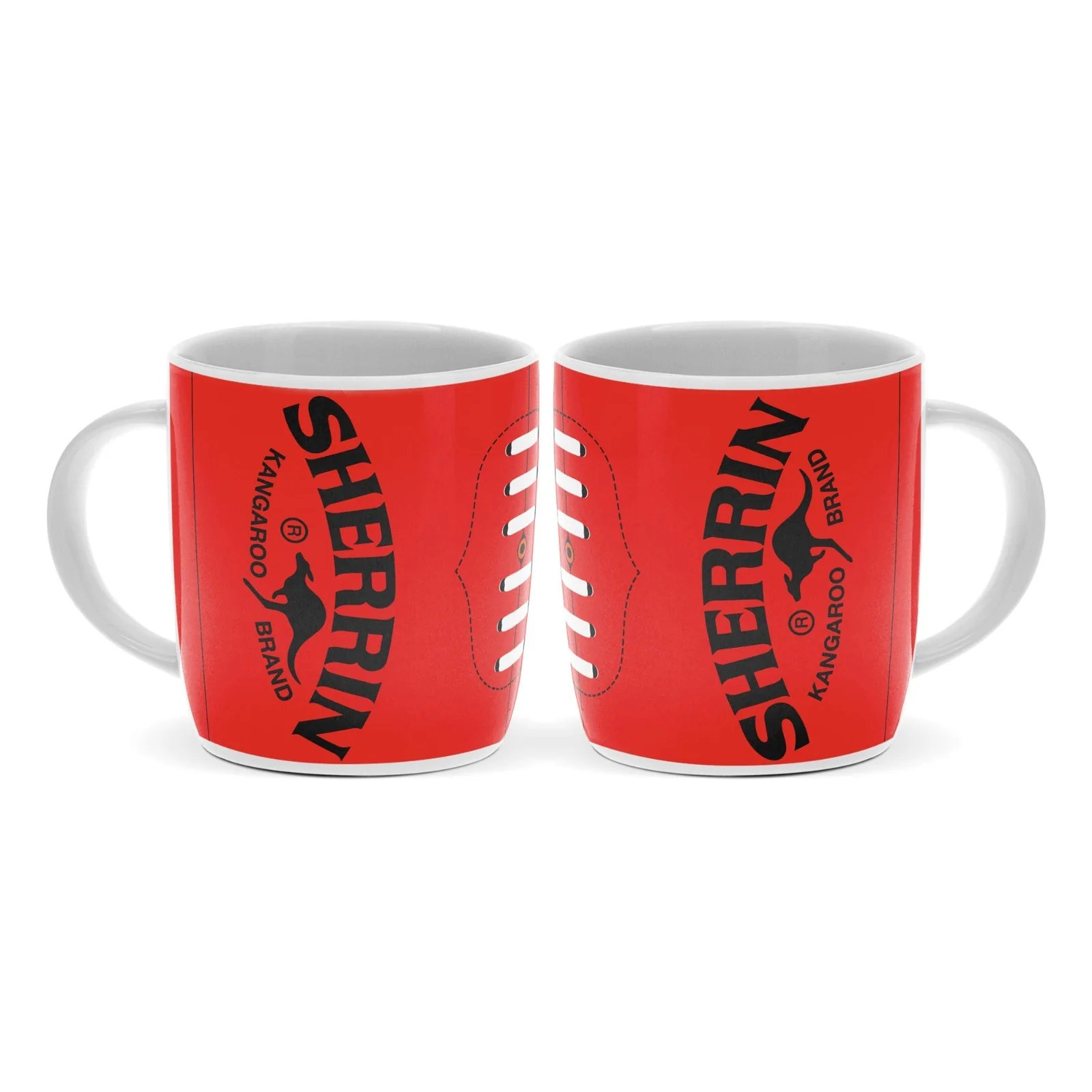 AFL SHERRIN Barrel Coffee Mug - Red Ball Design - Drink Cup - Image 2