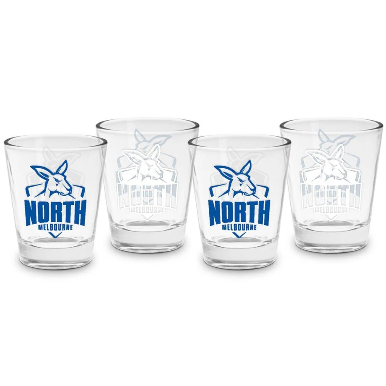 AFL Shot Glass Set of 4 - North Melbourne Kangaroos - 50ml - Image 2
