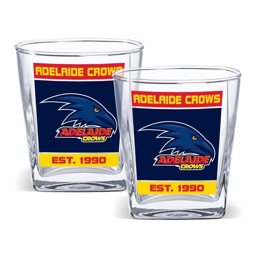 AFL Spirit Glass Set - Adelaide Crows - 250ml Cup - Set Of Two - Old Logo - Image 2