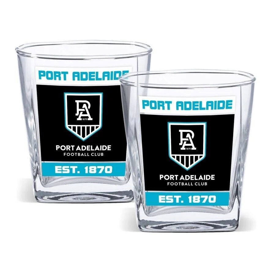 AFL Spirit Glass Set - Port Adelaide Power - 250ml Cup - Set Of Two - Image 2