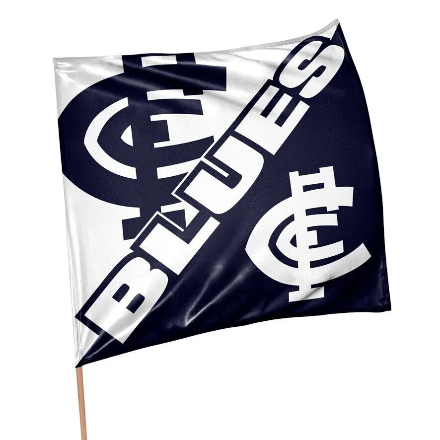 AFL Square Flag - Carlton Blues - Supporter Flag With Pole - 70 x 70cm - Image 2