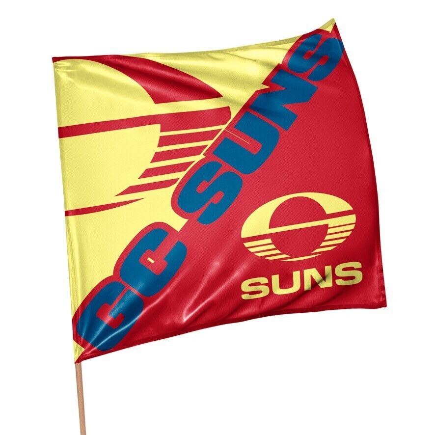 AFL Square Flag - Gold Coast Suns - Supporter Flag With Pole - 70 x 70cm - Image 2