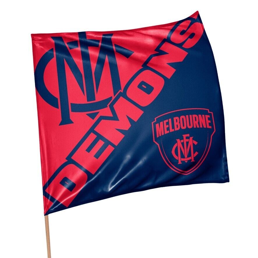 AFL Square Flag - Melbourne Demons - Supporter Flag With Pole - 70 x 70cm