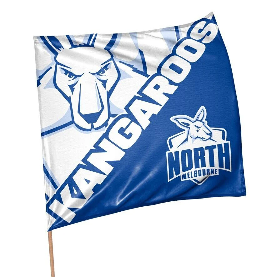 AFL Square Flag - North Melbourne Kangaroos - Supporter Flag & Pole - 70 x 70cm - Image 2