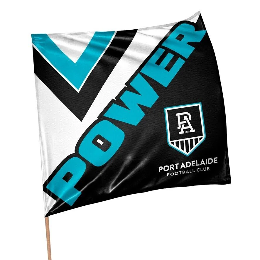 AFL Square Flag - Port Adelaide Power - Supporter Flag With Pole - 70 x 70cm - Image 2