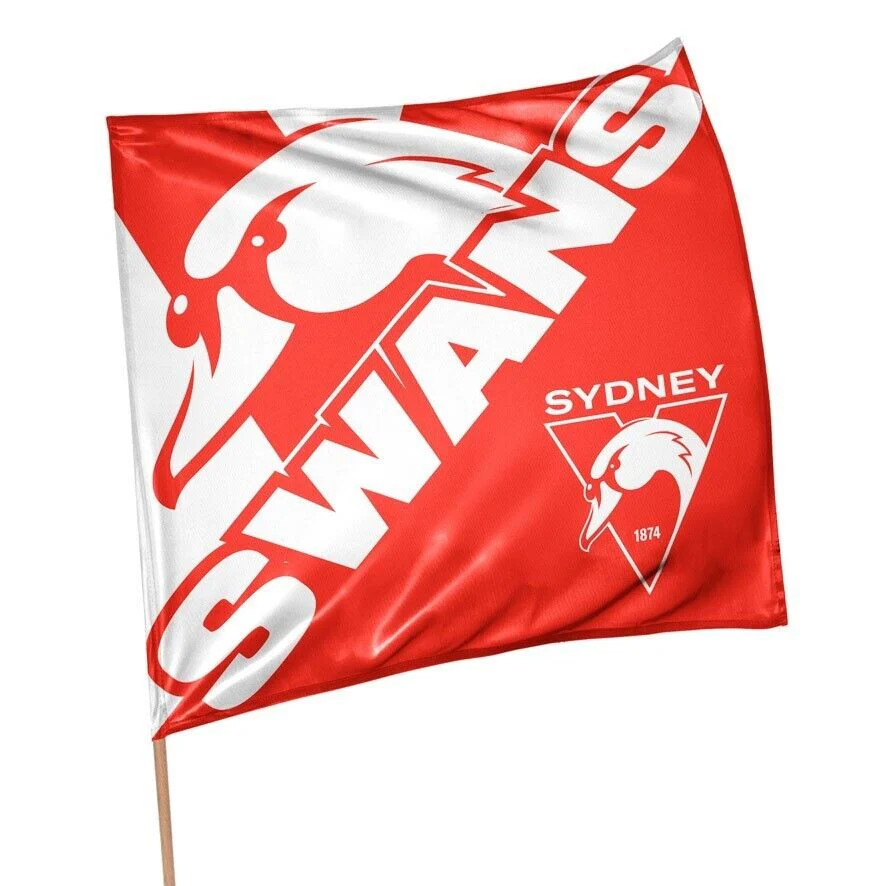 AFL Square Flag - Sydney Swans - Supporter Flag With Pole - 70 x 70cm - Image 2