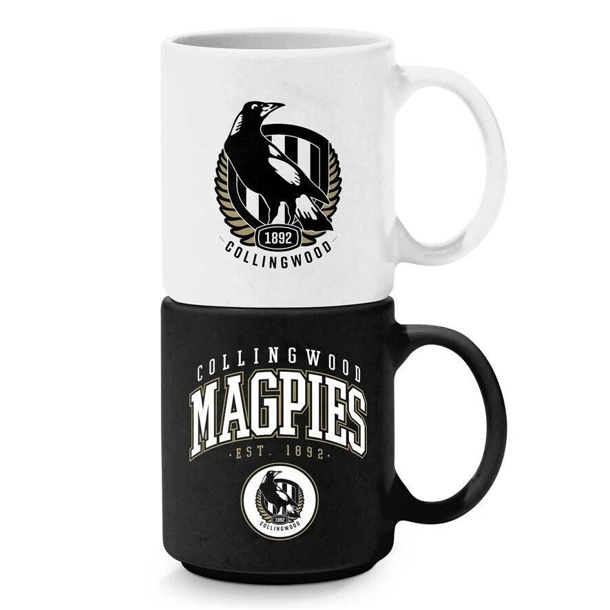 AFL Stackable Mug - Collingwood Magpies - Set Of 2 - Coffee Cup - 305mL - Image 2