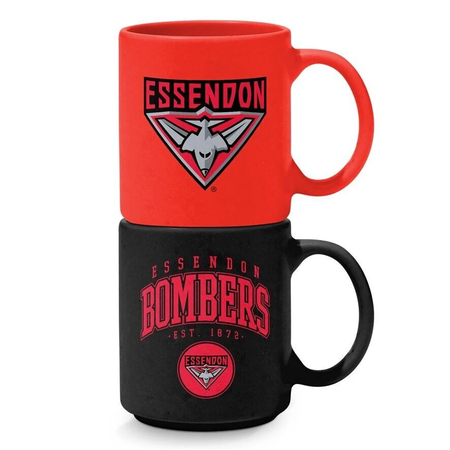 AFL Stackable Mug - Essendon Bombers - Set Of 2 - Coffee Cup - 305mL